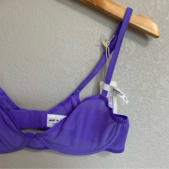 Smoothez by Aerie Size 34B Purple Unlined Sheer Mesh Underwire Bra NWT - Picture 3 of 13